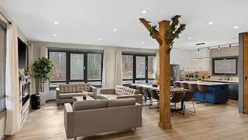 Smart TV, fireplace, table tennis, stereo