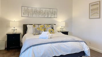 2 bedrooms, desk, iron/ironing board, travel crib