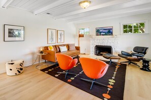 TV, fireplace, table tennis, books