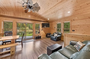 Smart TV, fireplace, computer monitors, printers