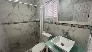 Superior Studio Suite, 2 Queen Beds, Non Smoking | Bathroom | Shower, hair dryer, towels, soap