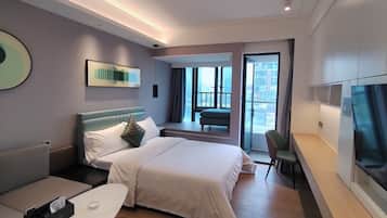 1 chambre, lit avec matelas Ă plateau-coussin, bureau