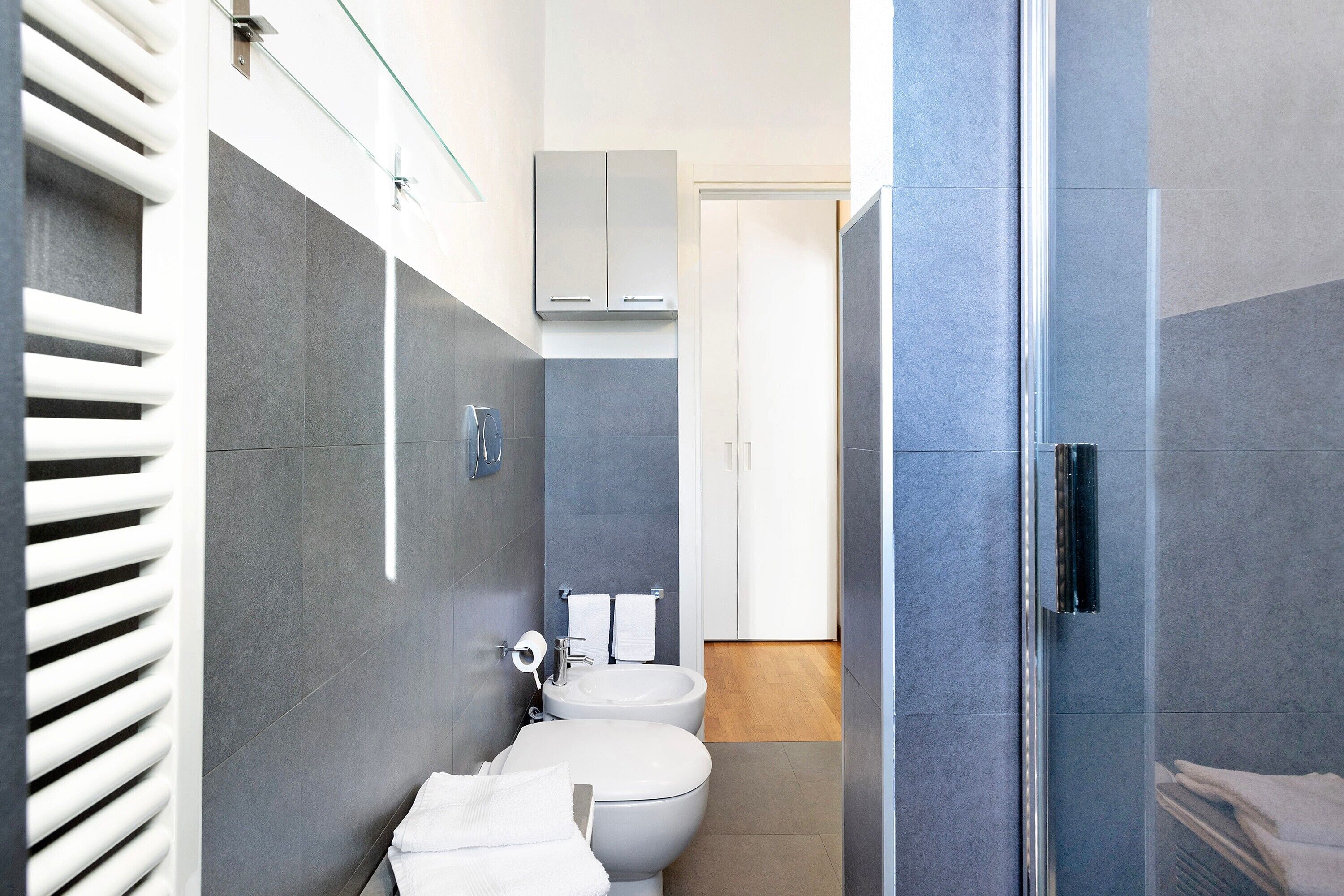 Dusche, Haartrockner, Handtücher