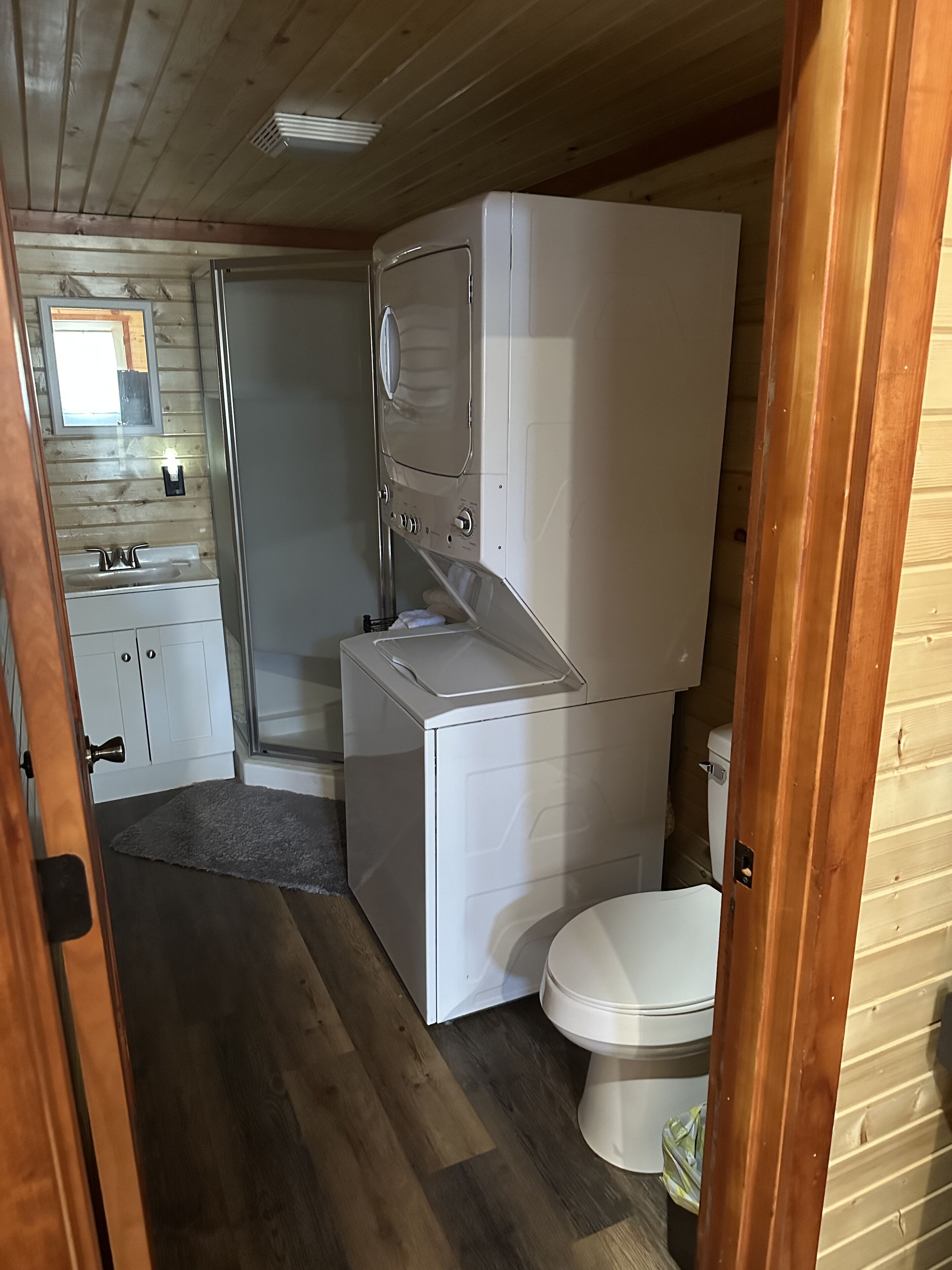 Shower, towels, soap, shampoo