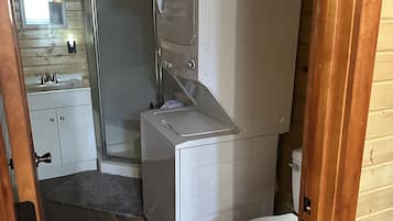 Shower, towels, soap, shampoo
