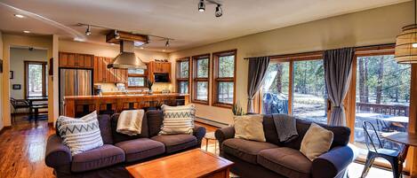 TV, fireplace, DVD player, books