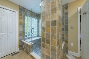 Shower, hair dryer, towels - Hot Tub, Game Room & Pond Views + Biltmore Pass | Luxe Mountain Escape (Waynesville)