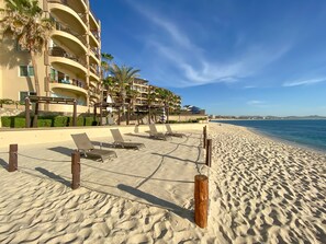 Sun-loungers, beach towels
