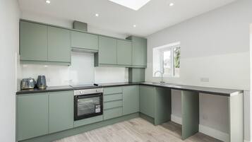 Fridge, microwave, oven, toaster