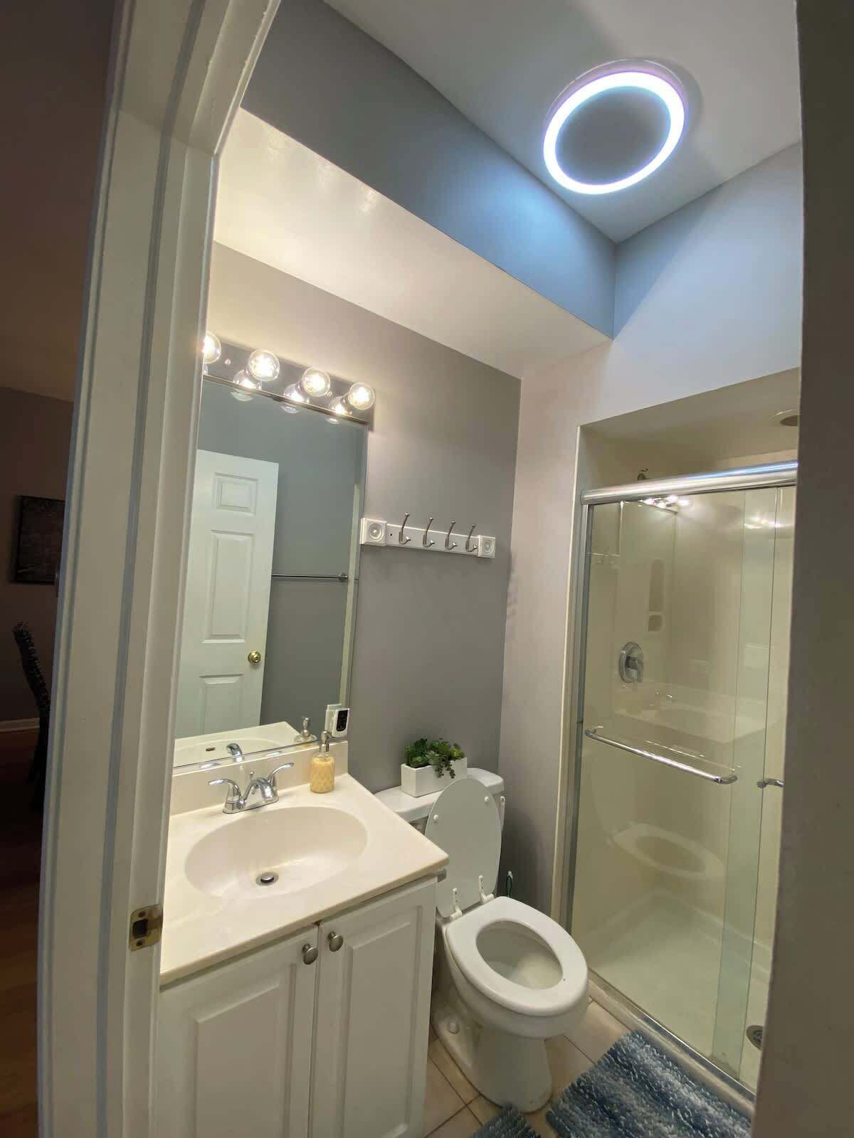 Shower, hair dryer