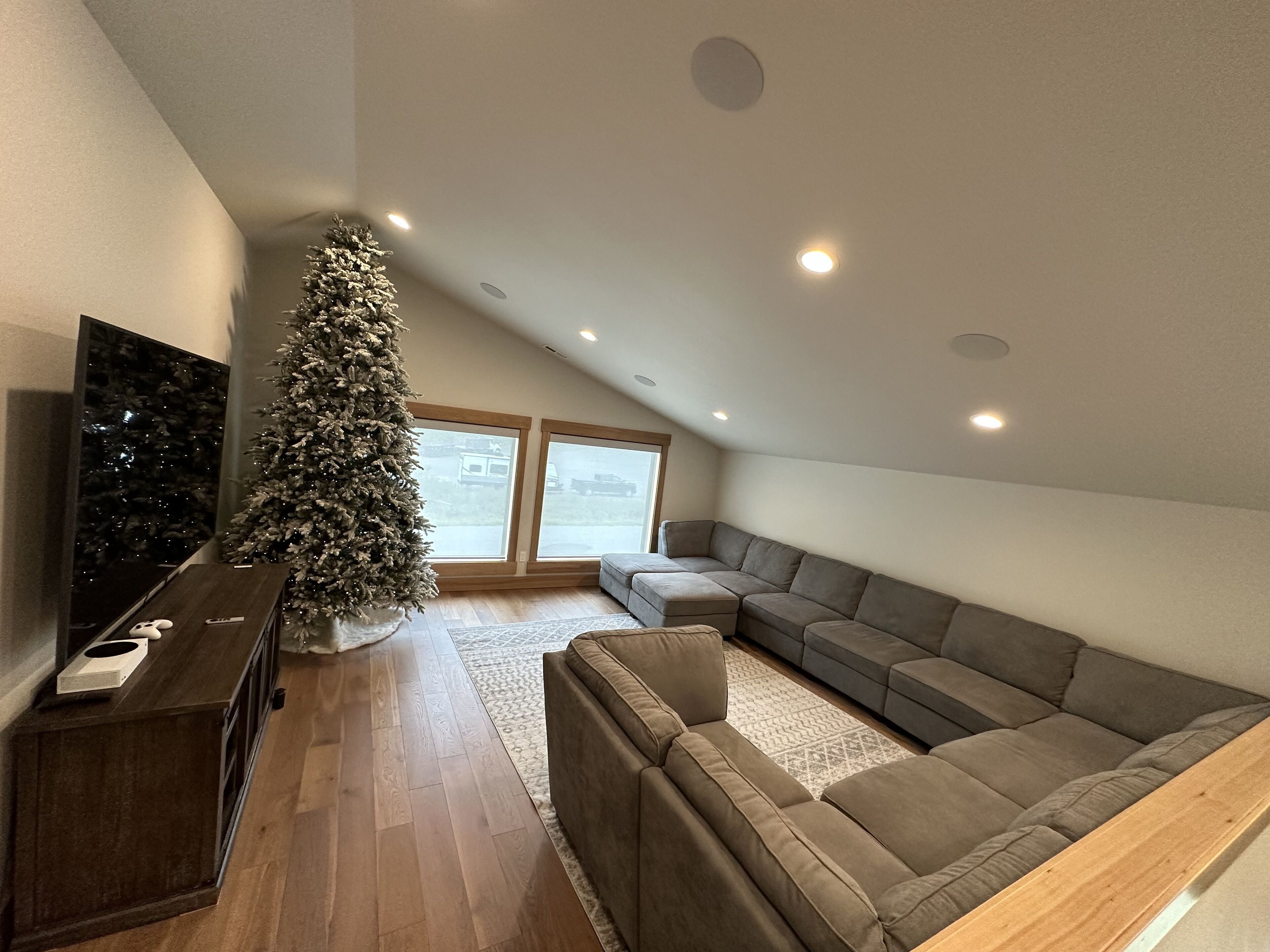 Télévision, cheminée, lecteur de DVD, table de tennis de table