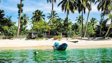 On the beach, white sand