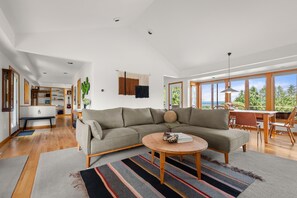 Smart TV, chimenea y libros