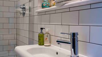 Hair dryer, towels, toilet paper
