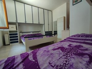 1 bedroom, iron/ironing board, bed sheets