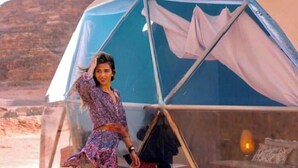 A tented accommodation with a view of the desert landscape. - Miral Night Camp (Wadi Rum)