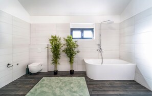 Bathtub, hair dryer