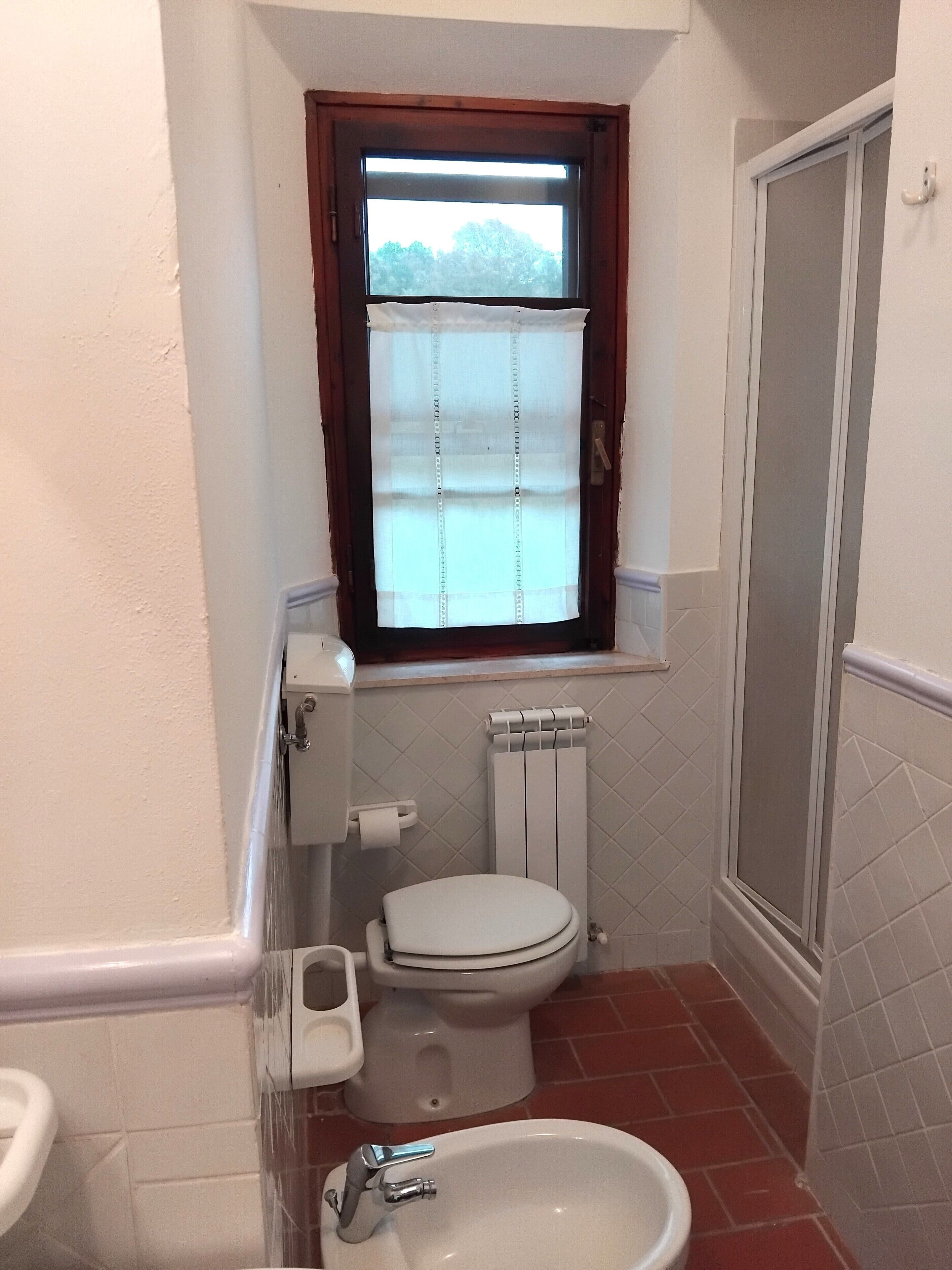 Dusche, umweltfreundliche Kosmetikartikel, Haartrockner, Bidet