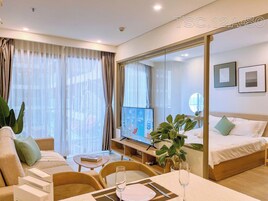 Panoramic Apartment | Living area | 32-inch Smart TV with digital channels