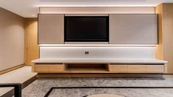 42-inch flat-screen TV with satellite channels