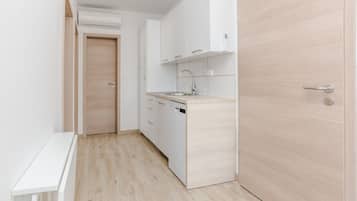 Apartamento básico | Cocina privada | Frigorífico grande, microondas, lavavajillas y hervidor eléctrico
