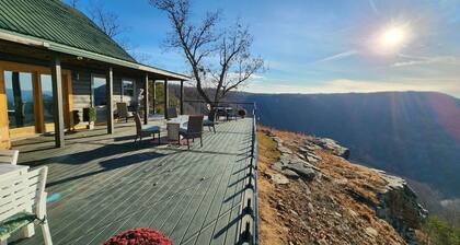 Modern log cabin with breathtaking view