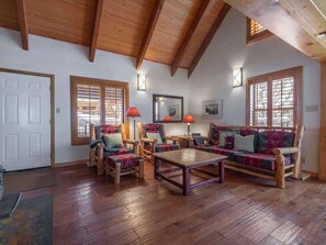 Smart TV, fireplace, video games, DVD player