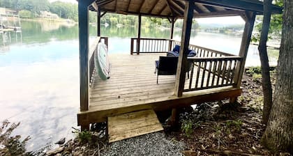 Lakefront cabin with double decker dock. Private secluded lakefront lot.