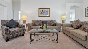 Living area - Affordable 5BR Disney Villa with Pool, Spa & Game Room - Indian Creek Community (Kissimmee)