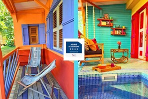 Indoor pool - ❤️ KAZ CARAIBE, Beach on foot, View of the river- private POOL- WI-FI + NETFLIX (Deshaies)