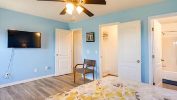 2 bedrooms, iron/ironing board, bed sheets