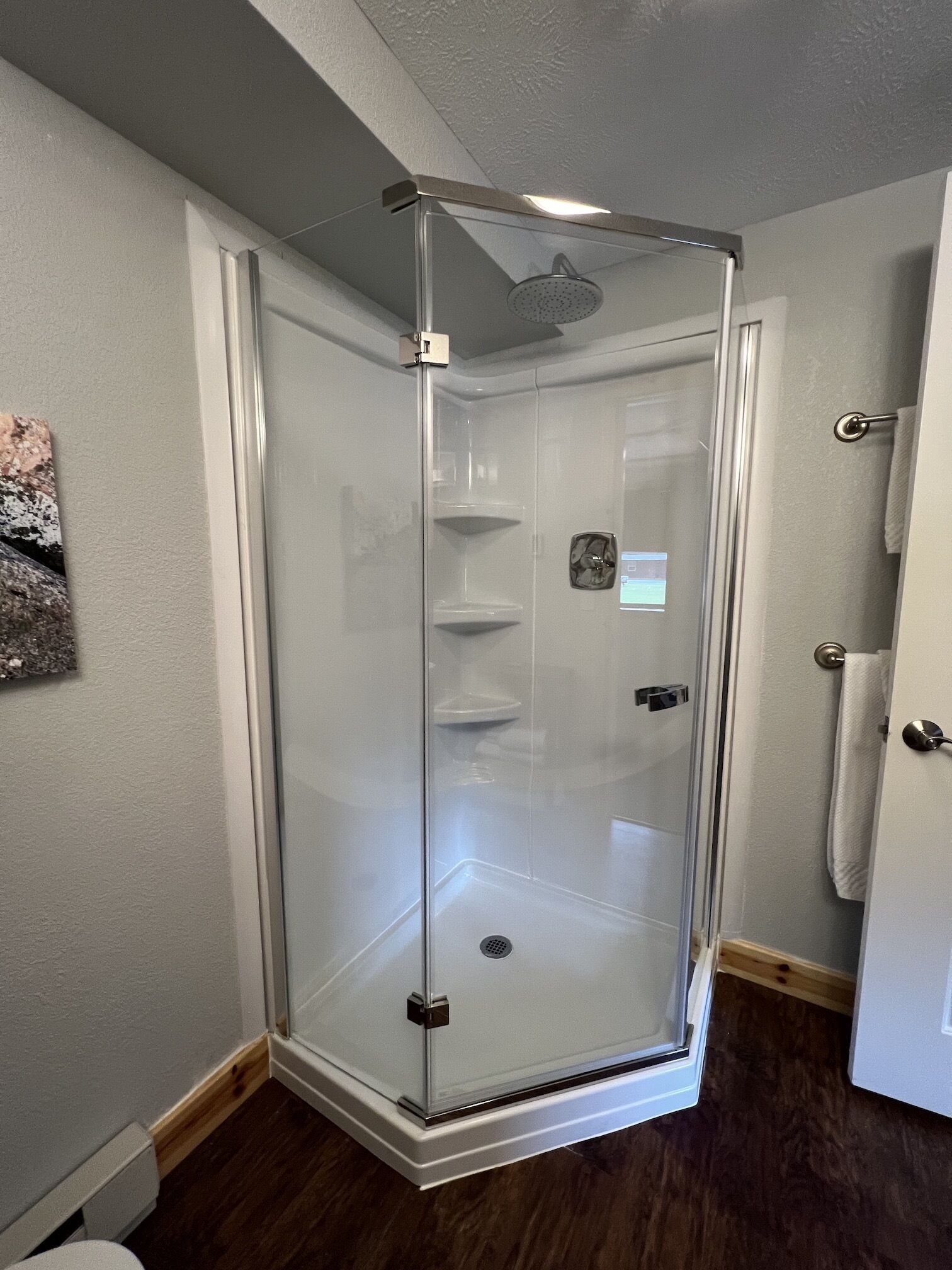 Hair dryer, towels, toilet paper