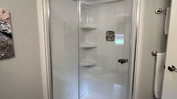 Hair dryer, towels, toilet paper