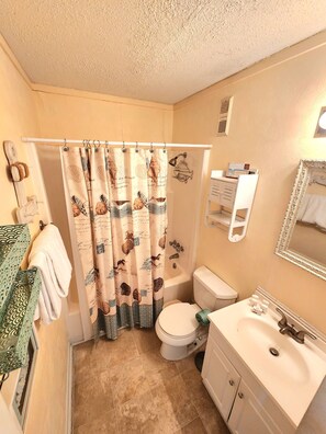 Secador de pelo, toallas y papel higiénico