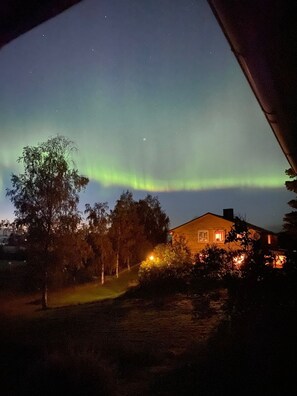 Ett hus med en väl synlig veranda och ett träd i förgrunden.
