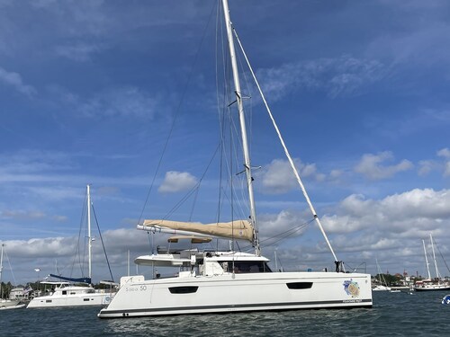 Luxurious Foutaine Pajot Saba 50 Catamaran. Six cabin, six bathroom layout.