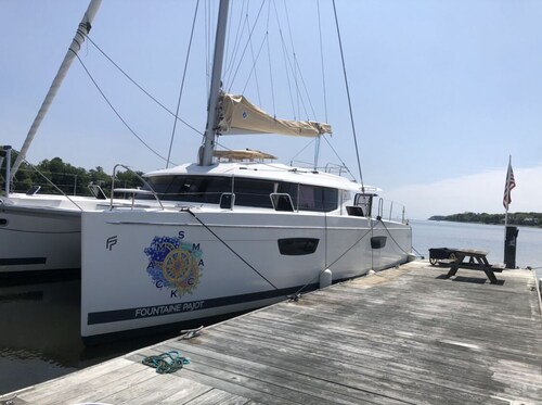 Luxurious Foutaine Pajot Saba 50 Catamaran. Six cabin, six bathroom layout.