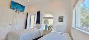 2 bedrooms, in-room safe, iron/ironing board, travel cot
