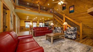 House, Multiple Beds, Pool Access, Mountain View | Living area | 60-inch flat-screen TV with cable channels, TV, fireplace