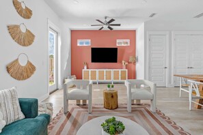 TV, foosball, offices