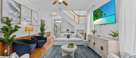 TV, foosball, offices