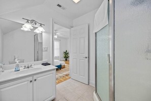 Bathtub, hair dryer, towels