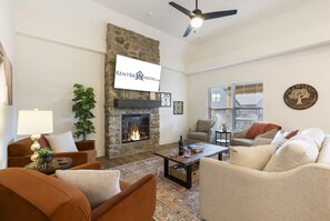 Smart TV, fireplace, video games