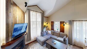 Televisión y chimenea