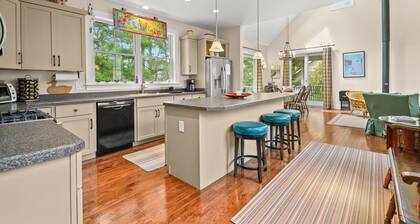Off Belay | Luxury Creekside Home, Screened Porch, Fireplace & Gourmet Kitchen