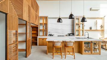 Villa, 3 Bedrooms | Private kitchen | Fridge, microwave, stovetop, coffee/tea maker