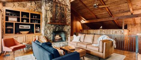 TV, fireplace, offices