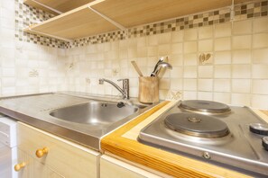Kühlschrank, Mikrowelle, Herdplatte, Geschirrspüler