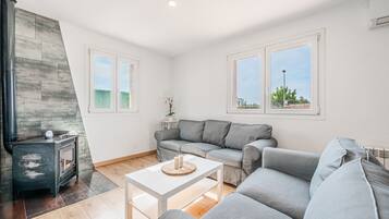 Televisión y chimenea