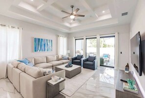 TV, foosball, books, offices